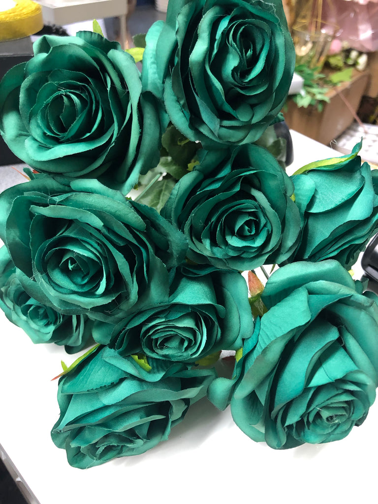 Emerald Artificial Diamond rose bunch 10 head