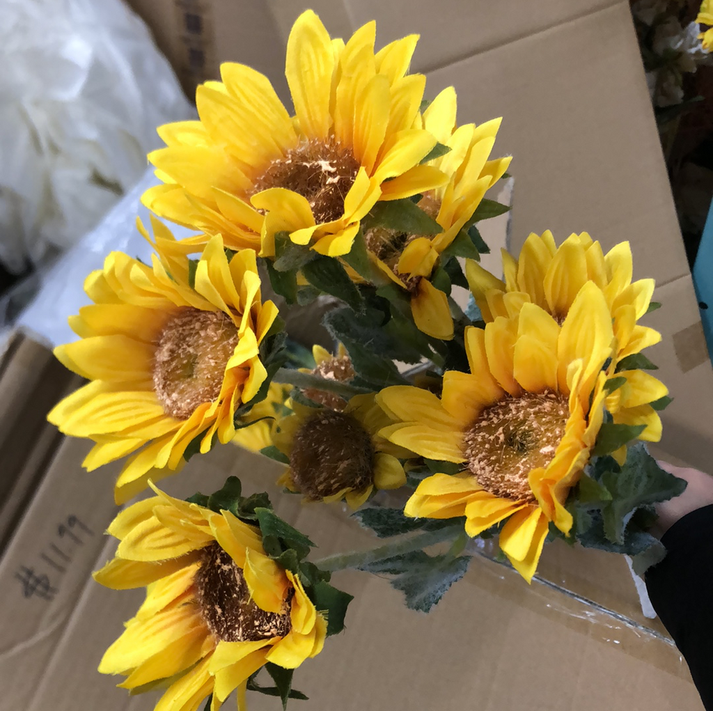 New Sunflower ARTIFICIAL FLOWER bright yellow WEDDING DECOR SUN FLOWER