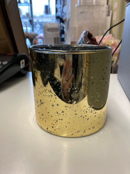 Mercury Gold Wedding Centrepiece (4") Cylinder Glass Vase machine made