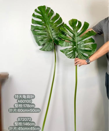 Giant Jumbo GREEN (B) TROPICAL PALM monstera (L) LEAF ARTIFICIAL Greenery