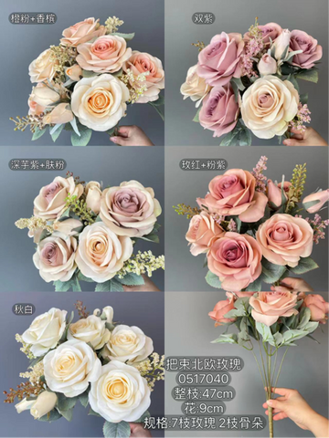 Rose lilac+pink 10 head European rococo Roses Artificial Flower large sweet rose