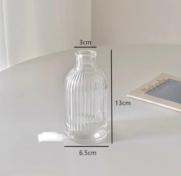 Short Striped Crystal Bud vase ” H wedding centerpiece Roman