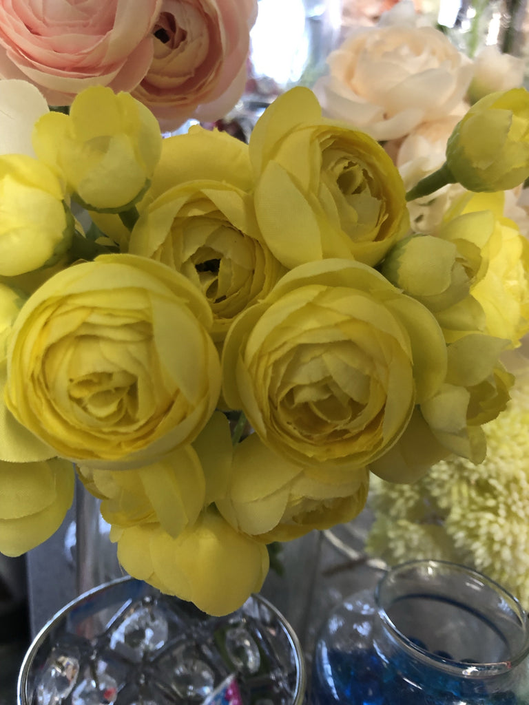 yellow 6xRanunculus bunch artificial wedding decor m