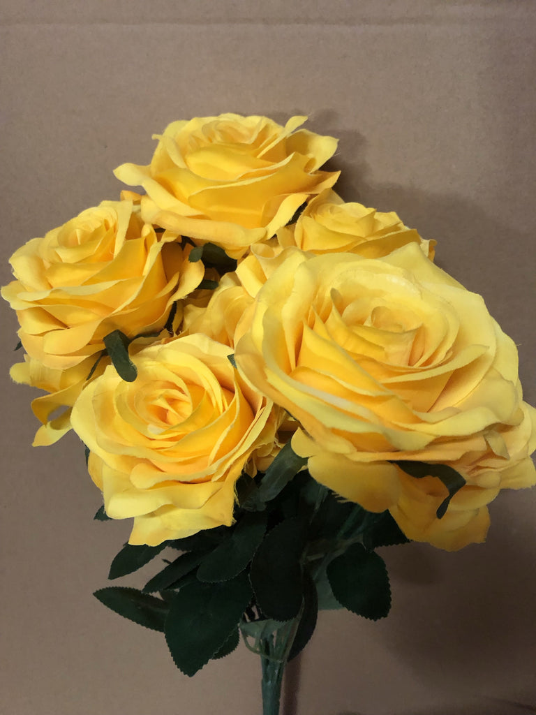 10 head Rose yellow - Richview Glass Wedding Supplies