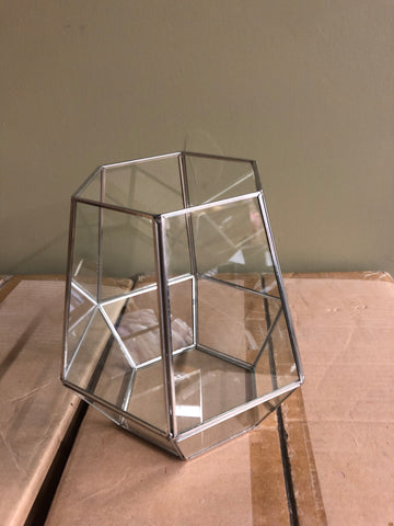 Silver Planter Glass Terrarium Vase 9”