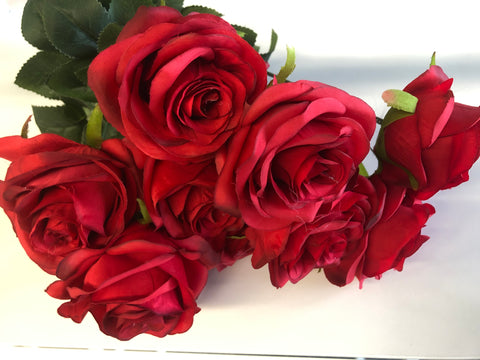 Red Artificial Diamond Rose Bunch 10 head