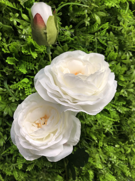 New 2+1 head Cream Puffy Rose Spray artificial flower