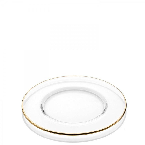 12.5" Clear Glass Charge Plate gold rim
