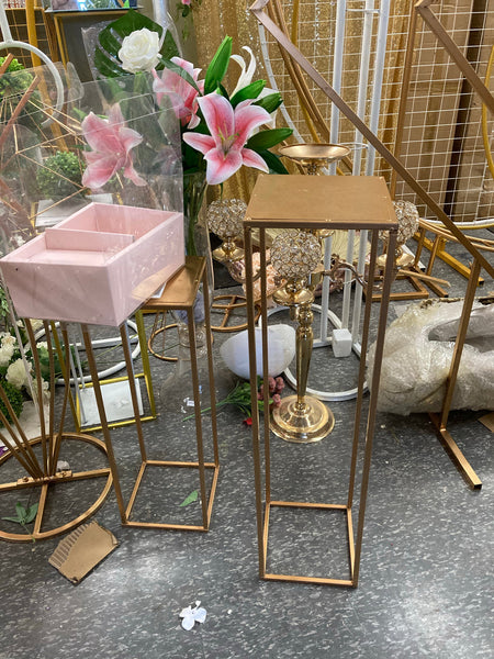 Rectangular Removable Metallic Stand With Surface Gold Modern Rectangular Stand Metal 24''H – Viva La Rosa