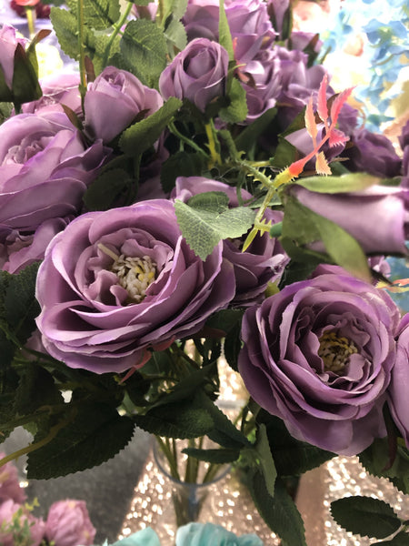 Artificial Rose Spray Lilac Purple - Richview Glass Wedding Supplies
