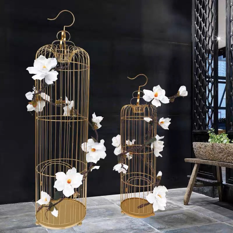 Bird Cage Metal Gold 47”Hx12”D Decor