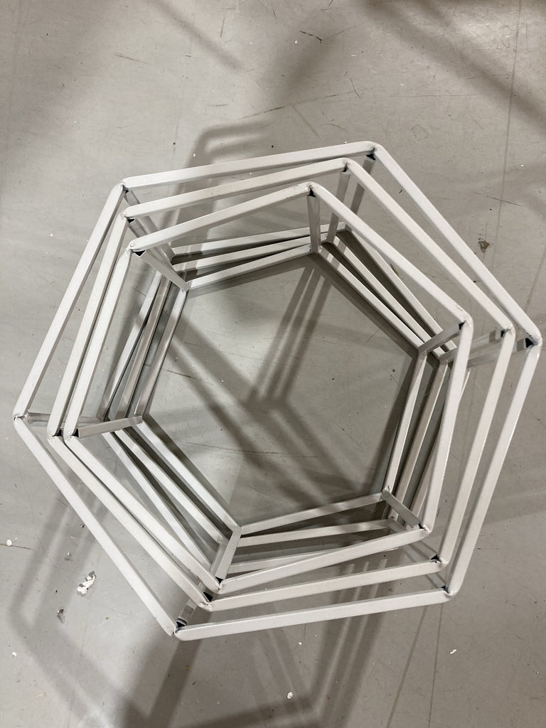 Hexagon Stand Metal White Geometrics