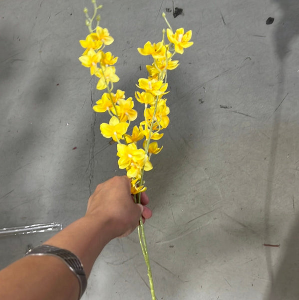 New Yellow 3xorchid Artificial flower leaf wedding greenery filler for corsage 501011