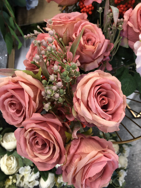 Coral ROSE BUNCH With fillers