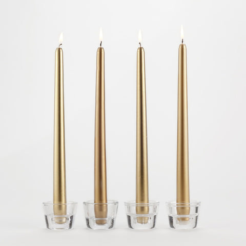 Pack of 12 Gold taper Candles wedding decor 10” long