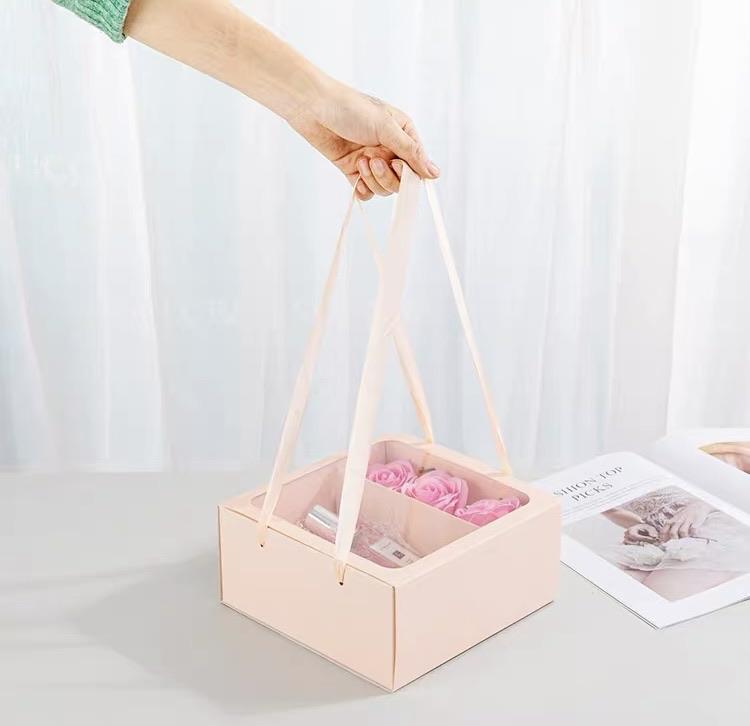 Cardboard Flower box pink 8”x8”x3”