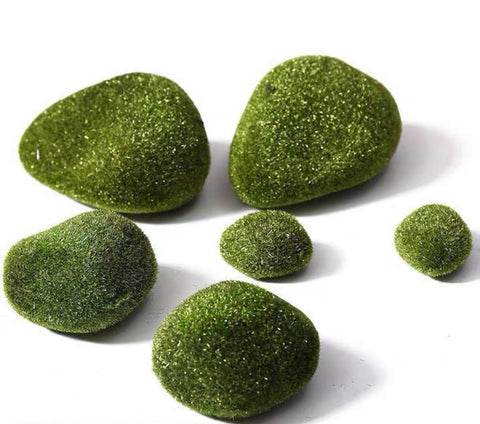 Assorted sizes pack of 6 Artificial green Moss stone