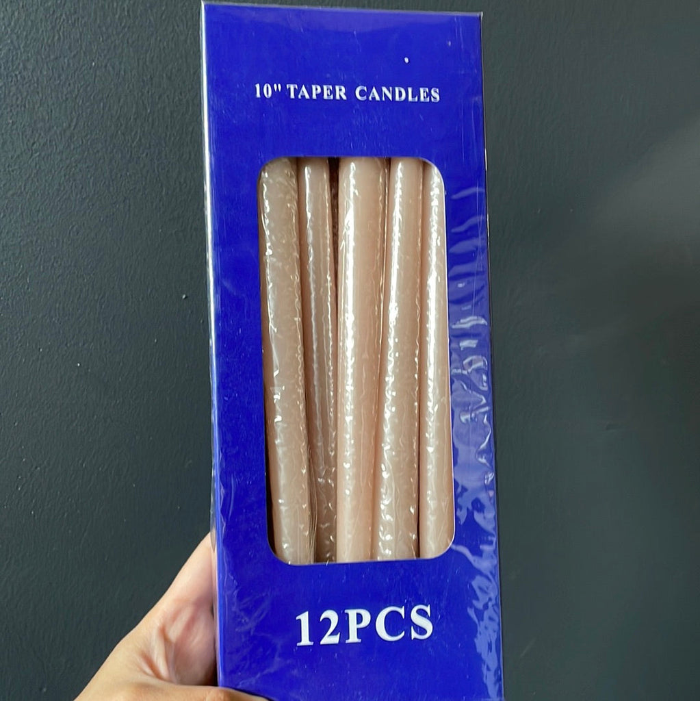 Pack of 12 SANDSTONE taper Candles wedding decor 10” long