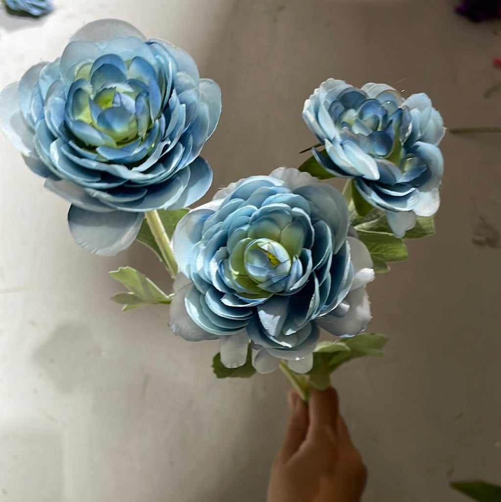 Single stem Blue Ranunculus artificial wedding decor