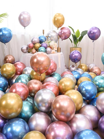 50 pcs 12” metallic PURPLE single layer balloon baby shower