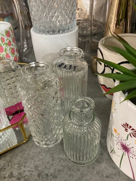 Short Striped Crystal Bud vase ” H wedding centerpiece Roman