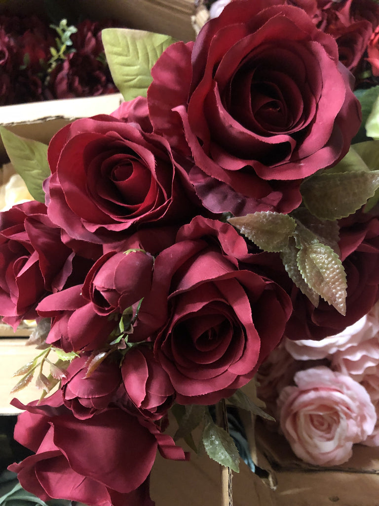 New fall color burgundy Roses Artificial Flower