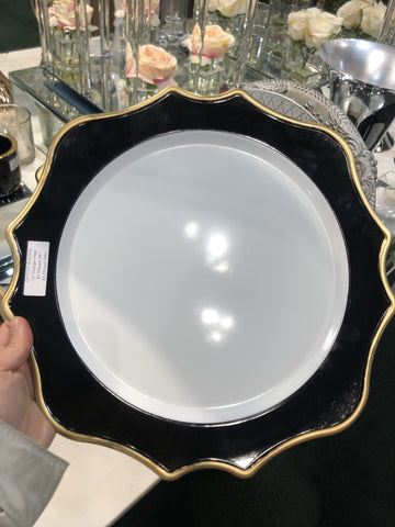 Acrylic flower Charger Plate CP17107-blk Black and Gold