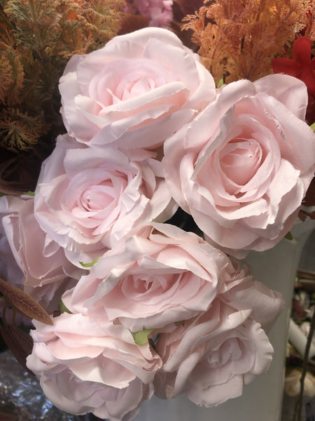 7 head Pink Marshmallow Sweet Rose artificial flower