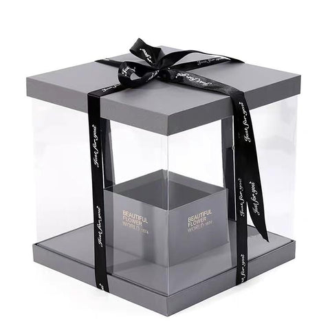 Black cardboard box For fresh or preserved Flowers and cake