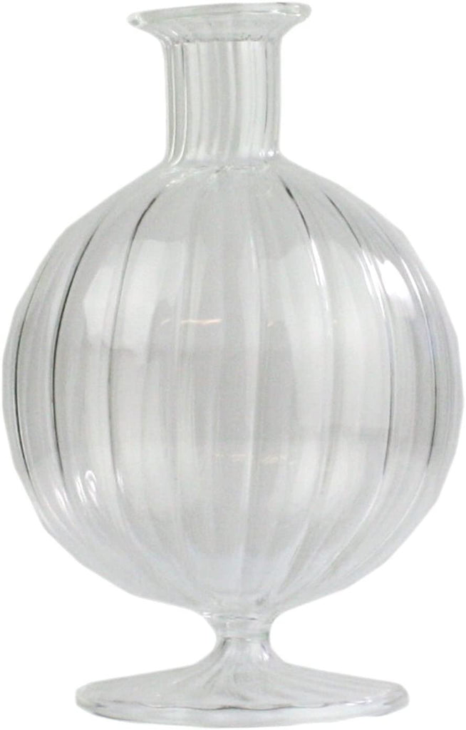 Ribbed scallop bud Vase 5” tall Round ball ripple vase