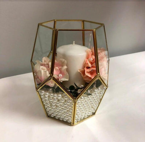 Geometric honey comb gold Candle Holder Terrarium Vase