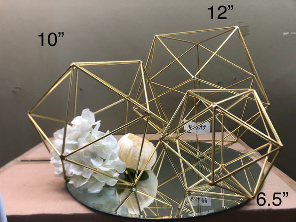 Geometric 6.5" Planter Glass Hexagon Ball Terrarium frame (Gold) No glass