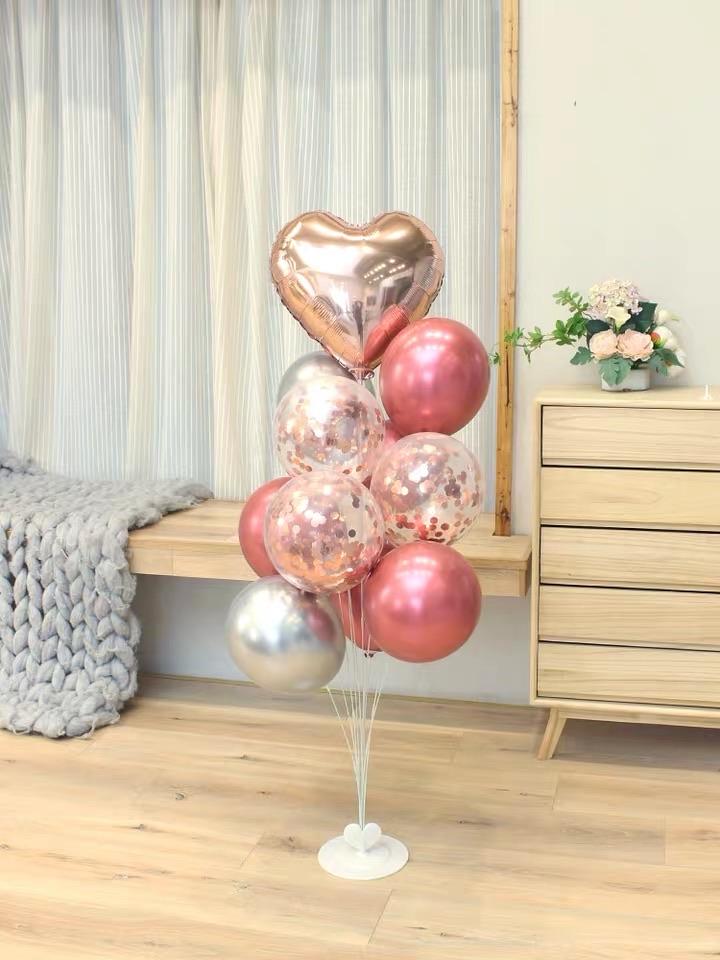 Standing Birthday balloon set pink metallic