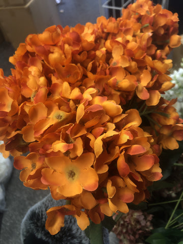 Orange new Hydrangea Bunch 6 head silk fall dolor