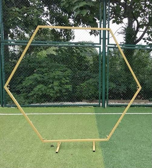 2.4 meter/7.8 feet Hexagon Single bar gold Backdrop Stand Stand Arch