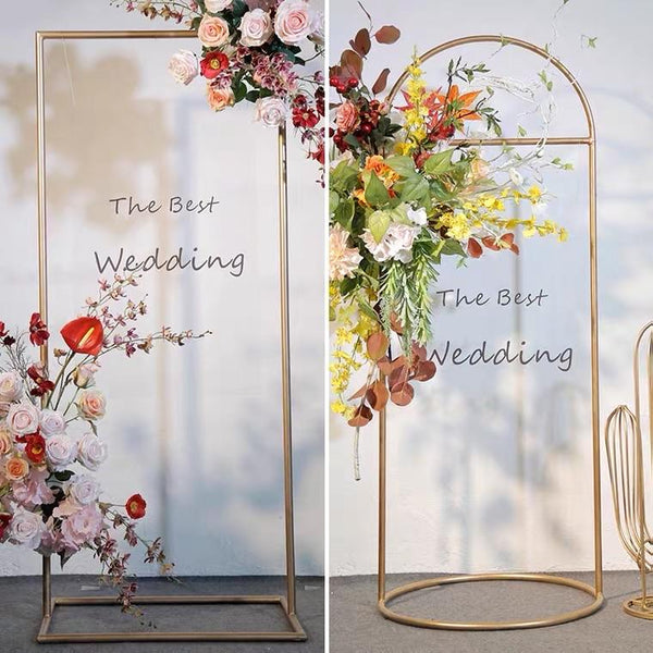 Round top Gold Metal Backdrop/sign Stand