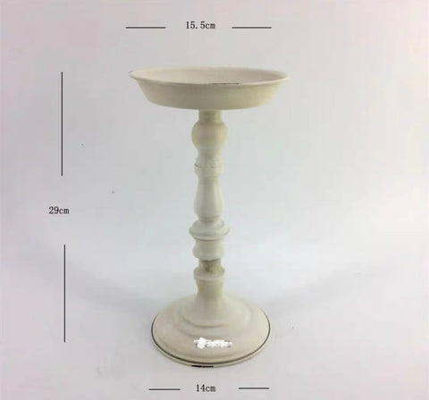 Vintage White TALL CANDELABRA 12” CANDLE STICK CANDLEHOLDER CANDLESTICK metal stand-WHT3
