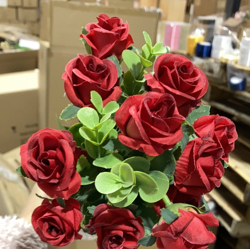 Mini rose bunch red Artificial Flower
