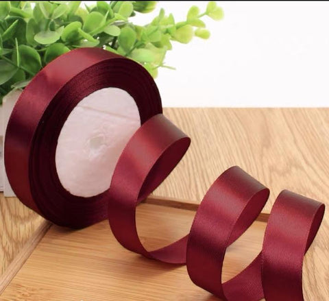 Satin ribbon roll( 2cm/3/4”wide) (Burgundy)-22m/24 yard long