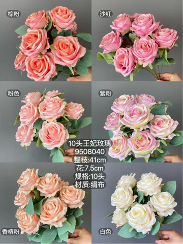 Rose Purple Pink 10 head Princess Roses Artificial Flower large sweet rose