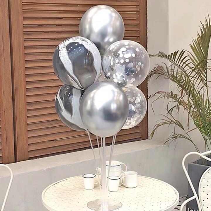 Standing Birthday balloon set Silver