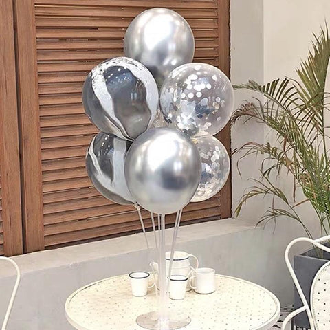 Standing Birthday balloon set Silver