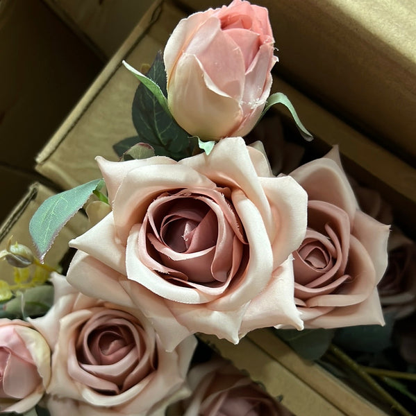 2 head dusty pink Pointy Rose Spray