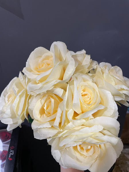 7 head light yellow Sweet Rose Artificial flower