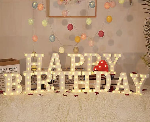 Warm White LED Standing Sign Happy Birthday