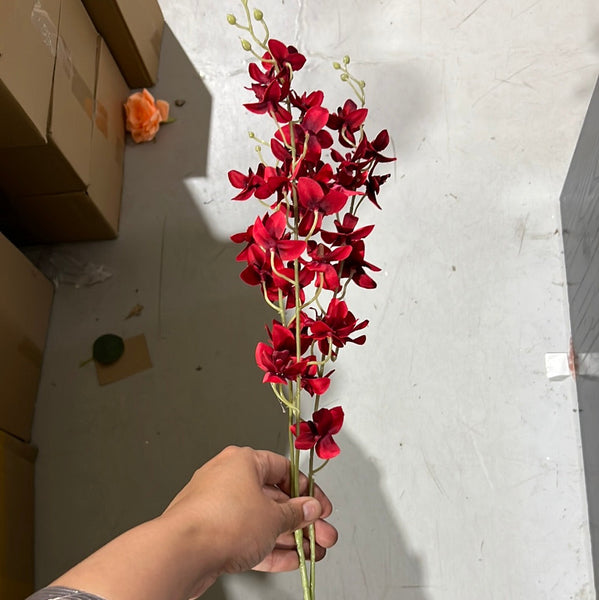 New Red 3xorchid Artificial flower leaf wedding greenery filler for corsage 501011