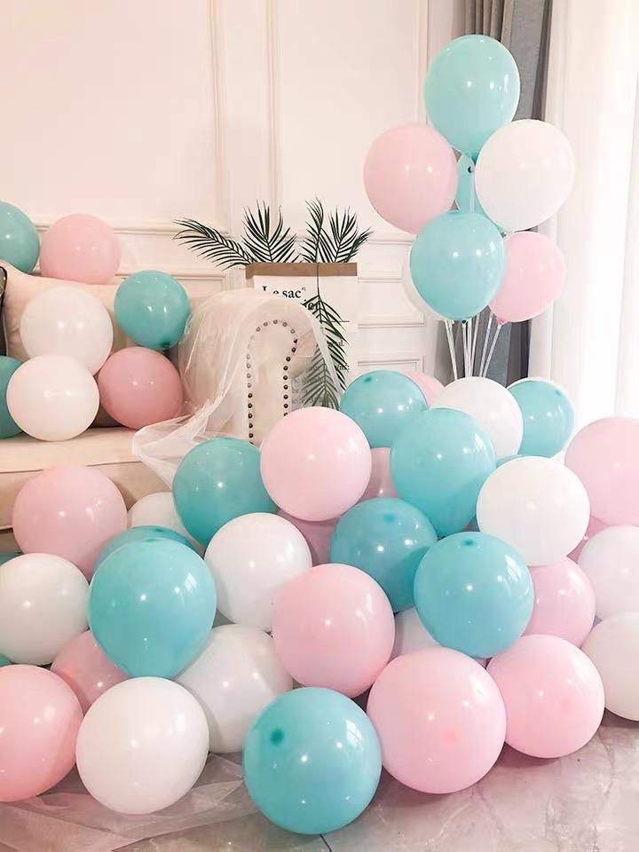 100 pcs Mint and pink color single layer balloon baby shower