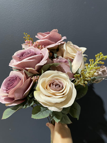 Rococco Roses Rose Lilac 10 head European rococo Roses Artificial Flower large sweet ...