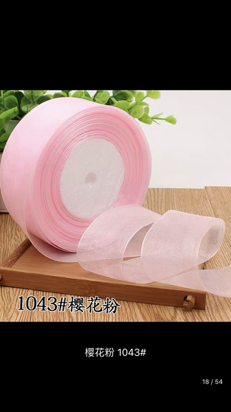 Sheer ribbon roll( 3.8-4 cm/1.5" ) pink