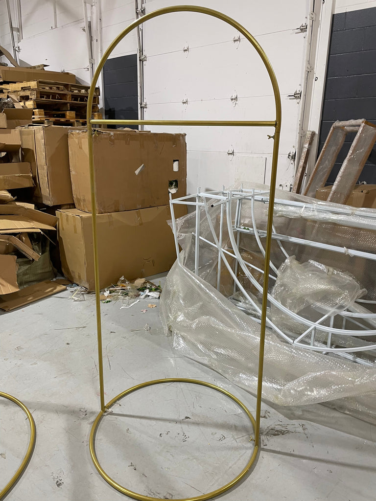 Large Round top Gold Metal Backdrop/sign Stand – Viva La Rosa